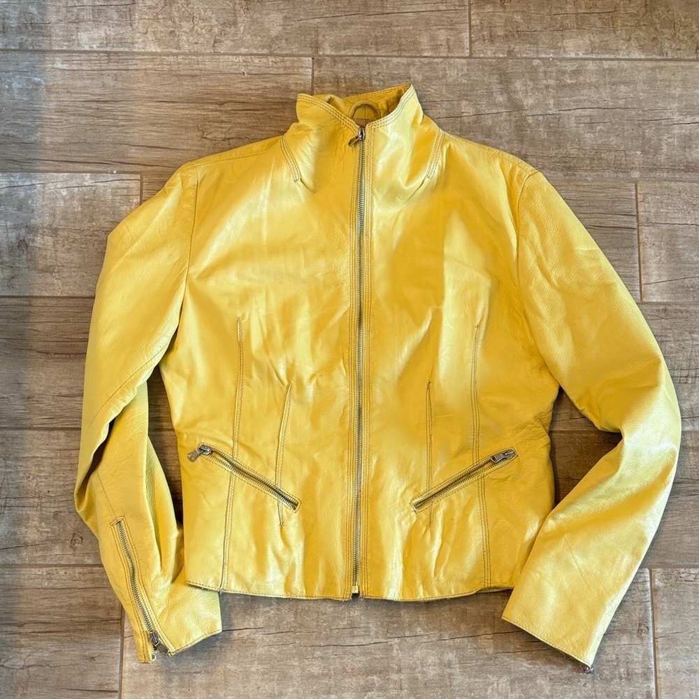 Florenz Design Yellow Women's Leather Jacket. Made in Italy- 46